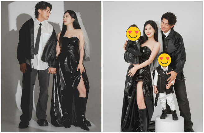 陳傑憲、綺綺公開全家福照，一家四口被網友誇讚「顏值超頂」。圖／翻攝自IG @haileychennn）