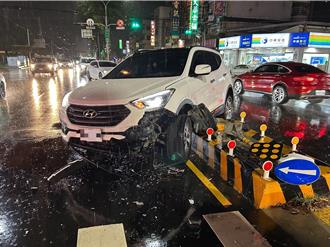 台中豐原「同個庇護島」2小時被撞2次　警推測大雨影響視線