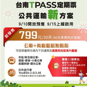 TPASS台南799定期票10日開賣！南嘉通勤手刀搶購