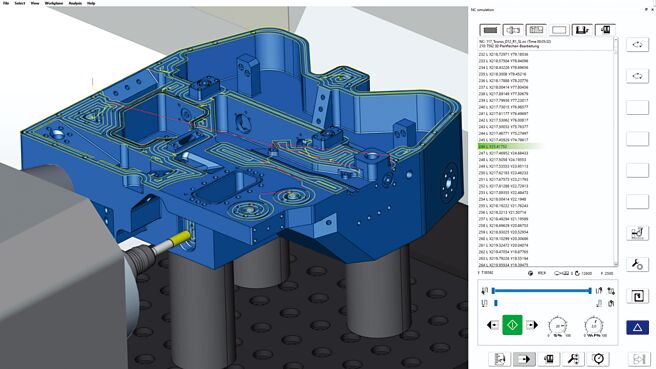 hyperMILL CAD/CAM解決方案助益半導體業提升製程效率。圖為hyperMILL編程的半導體設備零件的軟體界面。圖／業者提供
