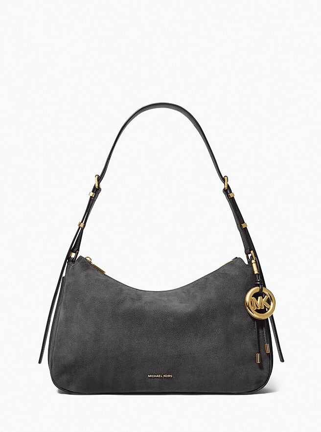 MICHAEL KORS Nolita黑色金扣中型肩背包，1万2800元。（Michael Kors提供）