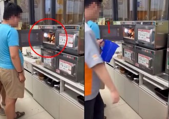 木盒便当微波起火竟「傻眼观看」 店员提水灌救直摇头