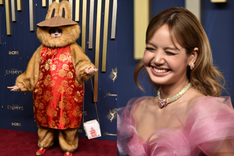 Lisa首踏艾美獎紅毯 與真人Labubu合影表情失守