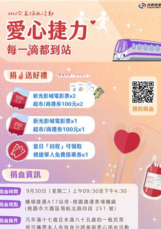 桃捷A17領航站捐血活動開跑 送限量電影票、超商禮卷