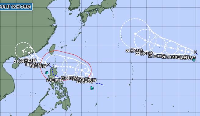 西北太平洋低压一个接一个冒出头，均有机会发展为颱风。（翻摄日本气象厅）