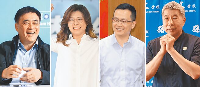 國民黨主席選舉，前台北市長郝龍斌（左起）確定參選後，將形成與前立委鄭麗文、立委羅智強、以及孫文學校總校長張亞中，四方爭霸局面。（本報資料照片）