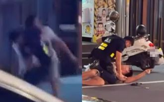 當街「過肩摔」！霸氣執法影片曝光 2男酒後衝突下場慘了