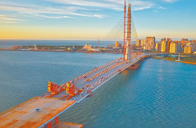 淡江大橋預計2026年5月12日通車，傳出交通部公路局註冊淡江大橋商標，現正審查中。（本報資料照片）