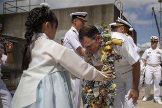 美第7艦隊旗艦「藍嶺號」 暌違13年再訪韓