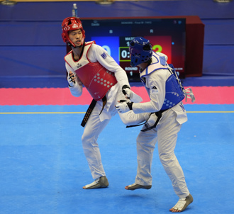 對手傷退 台北城市盃跆拳道代言人蔡昇良奪冠