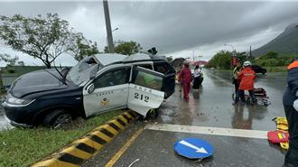 疑因雨天积水！花莲员警驾警车押通缉犯自撞重伤