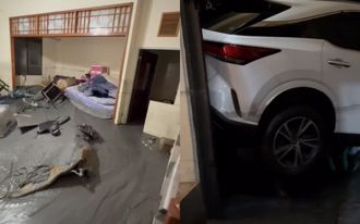 超厚淤泥！光復透天厝慘況曝光 休旅車懸半空中