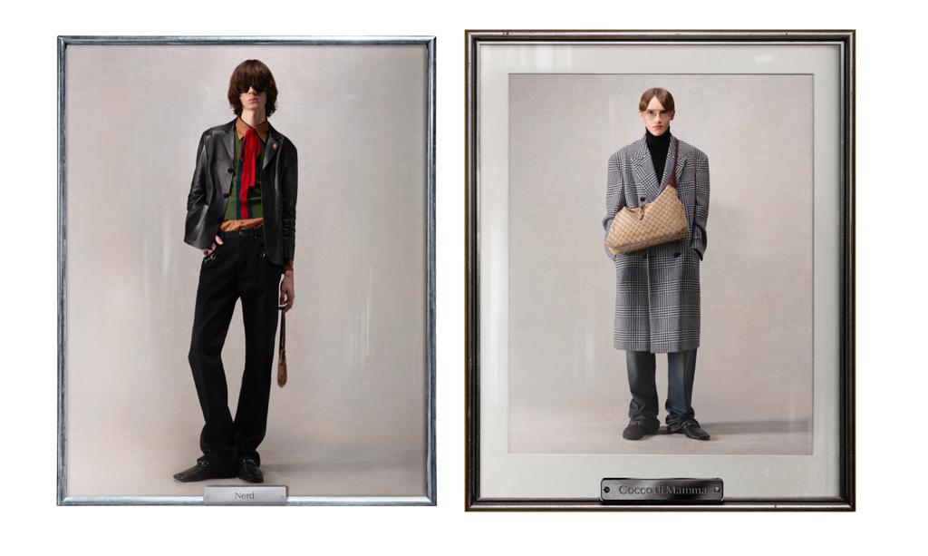 這兩套有點Alessandro Michele時期古馳的風格,左起為書呆子、媽寶。(GUCCI提供)