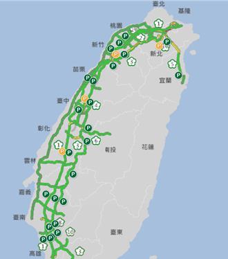 國道白天順暢 下午12處路段易塞