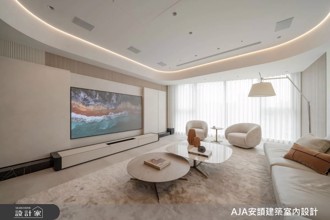 开箱台中顶级豪宅室内设计!48坪毛胚屋以暖白与弧形织构优雅日常