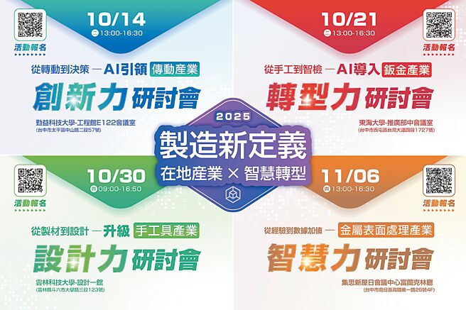 金屬中心「製造新定義 在地產業×智慧轉型」系列研討會熱烈報名中。圖／金屬中心提供