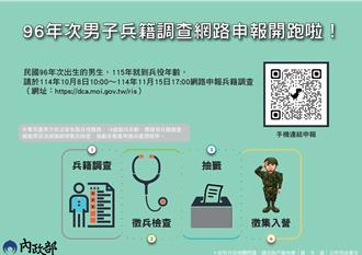 96年次役男注意！內政部提醒11月15日前完成線上兵籍調查