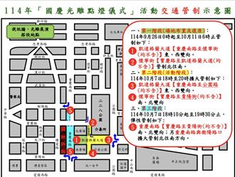 迎國慶光雕盛事  總統府周邊7日起擴大交管