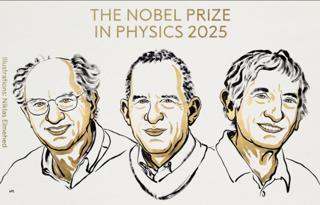 2025年諾貝爾物理獎得主7日揭曉,3名學者同享。(翻攝諾貝爾獎X官方帳號)