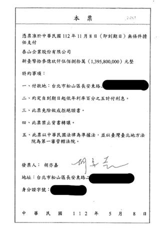 泰山控胡亦嘉侵占14億元 發現街口金科帳戶已遭搬空