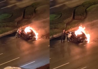 小米SU7又出事了！ 自撞起火民眾抢救「门打不开」驾驶成焦尸