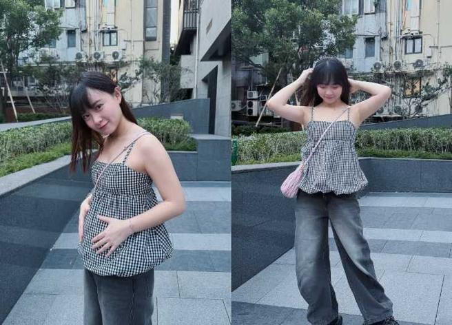 陳詩媛曬出孕肚照，四肢超細坦言喜歡被說看不出來，王齊麟也現身留言放閃。（圖／翻攝自陳詩媛Instagram）