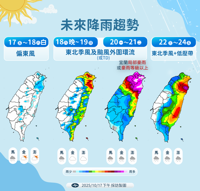 气象署预测未来降雨趋势。（图／气象署提供）