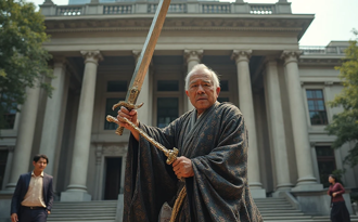 台中男背「99公分宝剑」衝法院告赖清德 称想引人注意挨罚了