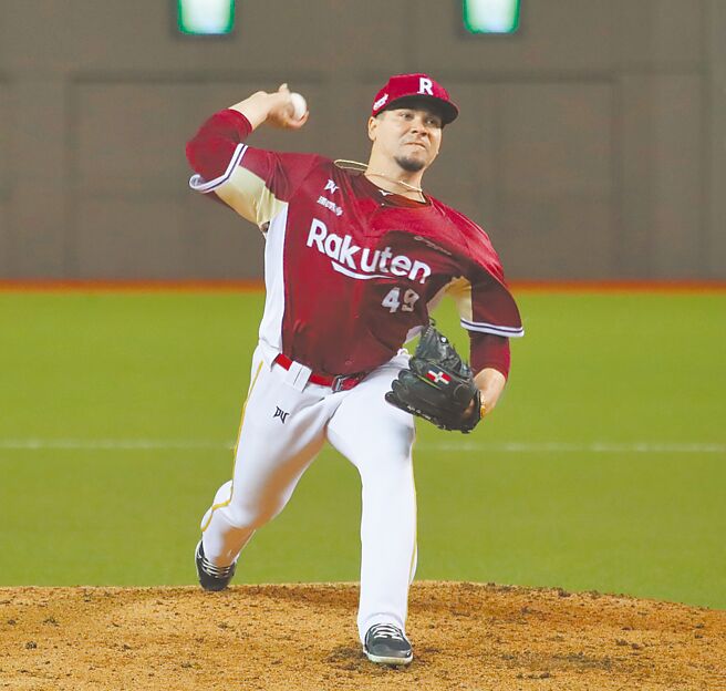 乐天桃猿先发投手威能帝主投7局仅失1分，除拿胜投，更获选单场MVP。（陈君玮摄）