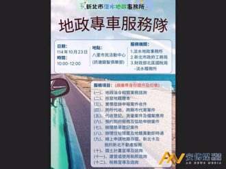淡水「地政專車」10／23巡迴到八里