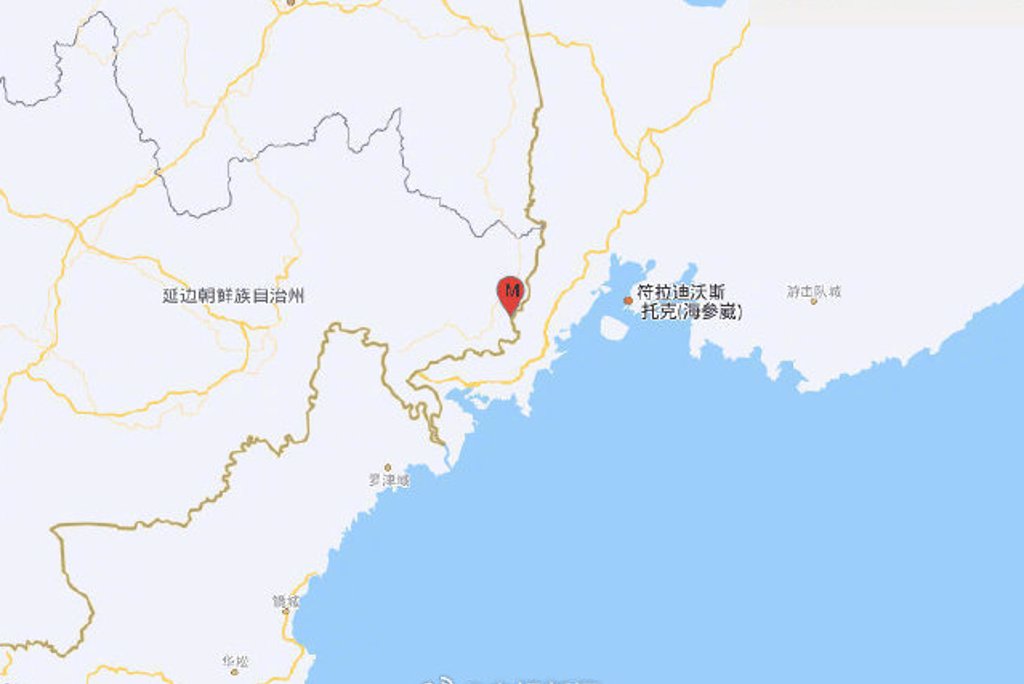中國東北吉林延邊州琿春市25日晚間發生芮氏規模5.5地震。（翻攝中國地震台網）