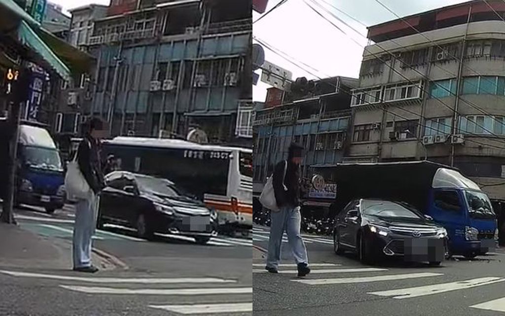 瞥見行人路口「停下又走」! 駕駛急停禮讓反遭追撞