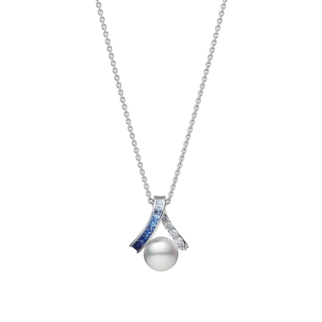 MIKIMOTO Ocean系列藍寶石珍珠項鍊 ，12萬6000元。（MIKIMOTO提供）