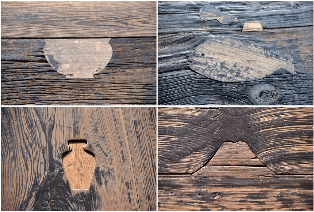 在大殿迴廊的木地板尋找埋木，是參觀西本願寺的樂起趣之一。(東尼叔 攝)