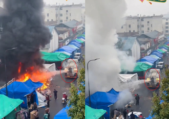 市場攤販突竄大火！ 灑水車大姊自備BGM「即刻救援」