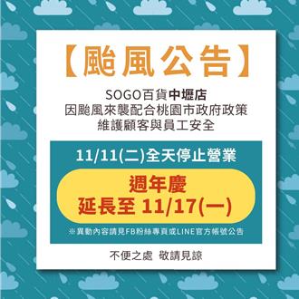 鳳凰來襲 中壢SOGO 11／11暫停營業