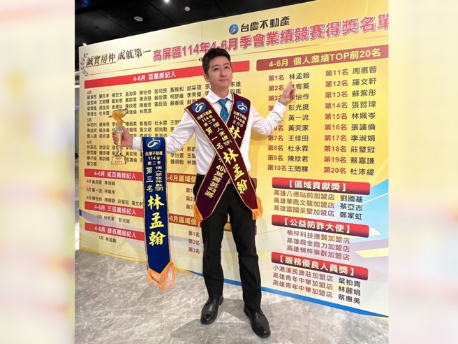 林孟翰用專業取得屋主信任，已經連續五季拿下開發王肯定。(圖/永慶房產集團提供)