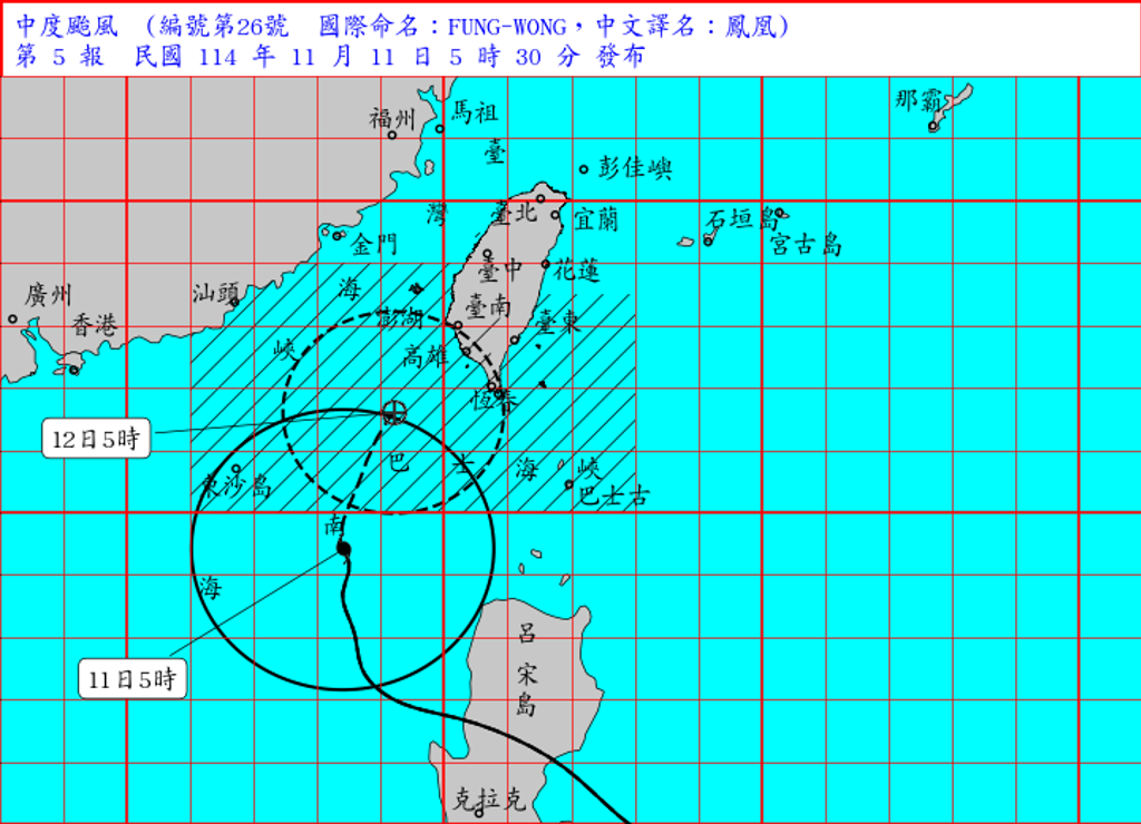 快訊》鳳凰颱風5：30發陸警 登陸點曝光 最快周四出海