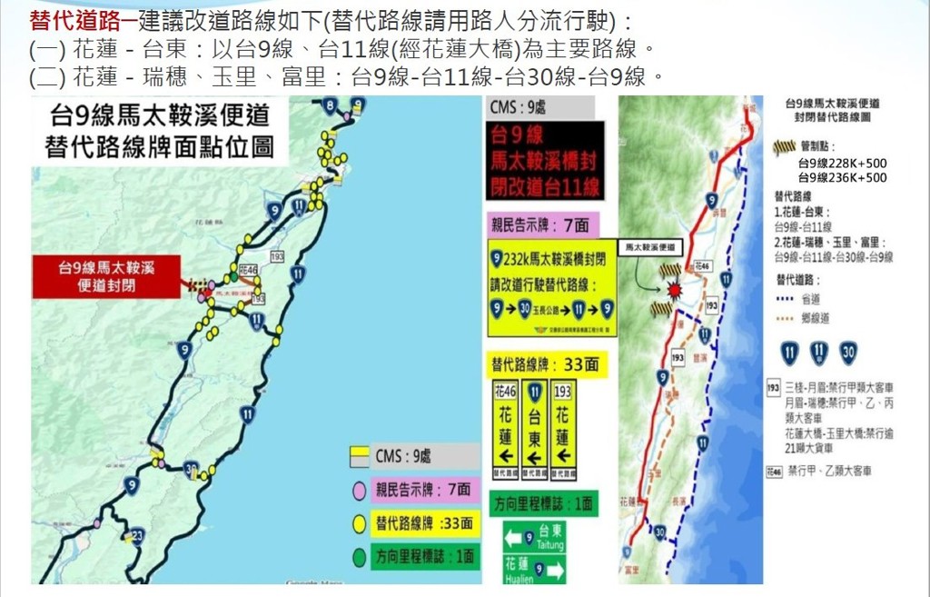 駕駛注意!馬太鞍溪便橋中斷 花蓮祭替代道路方案