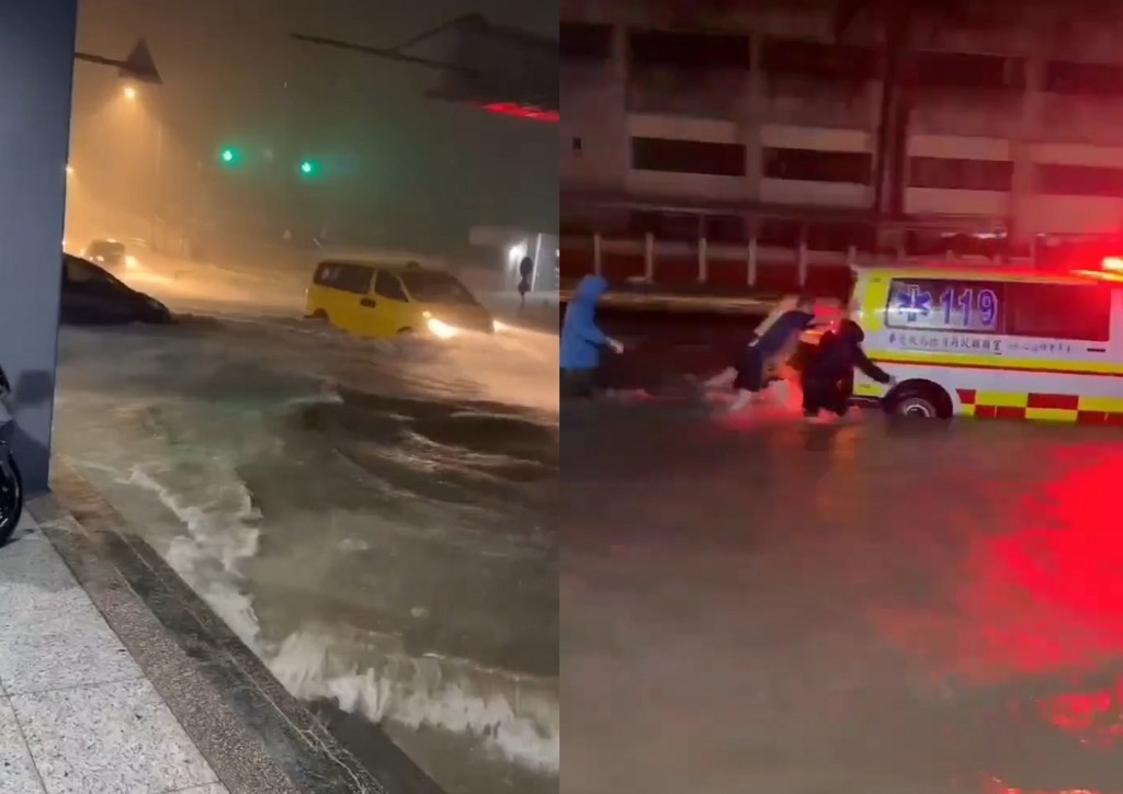 宜蘭蘇澳成水之國！ 「路上有浪」連救護車都差點掛點