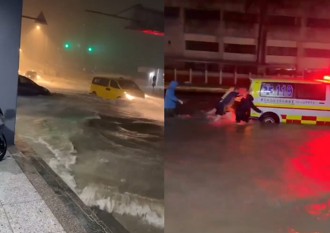 宜蘭蘇澳成水之國！ 「路上有浪」連救護車都差點掛點