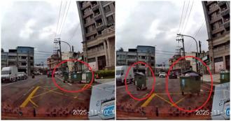 鳳凰有多強？桃園男頂風駕車上班　驚見垃圾箱「下班解散」畫面笑翻