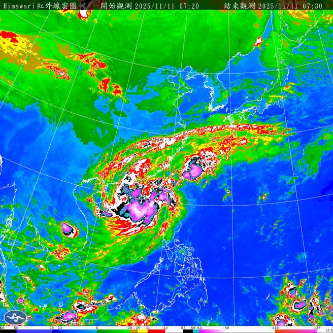 鳳凰颱風有減弱的趨勢。（圖／中央氣象署）