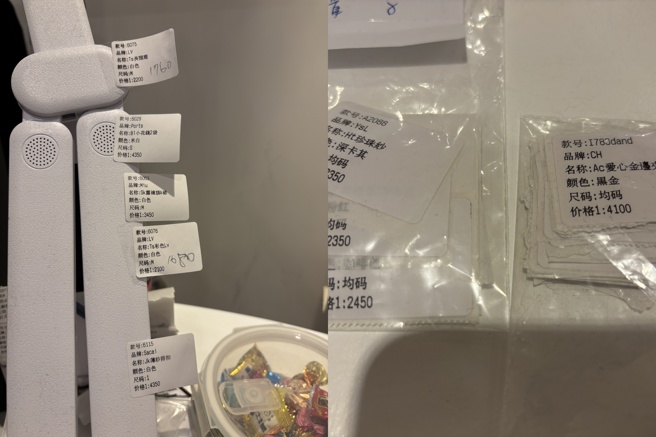 業者膽大包天，在忠孝東路精華地段的店面內，公開陳列販售「DIOR」、「CHANEL」、「LV」等一線國際精品的仿冒品，甚至利用通訊軟體經營熟客，接受「客製化」下單。（圖／簡銘柱翻攝）