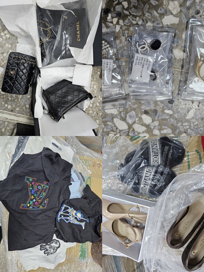 業者膽大包天，在忠孝東路精華地段的店面內，公開陳列販售「DIOR」、「CHANEL」、「LV」等一線國際精品的仿冒品，甚至利用通訊軟體經營熟客，接受「客製化」下單。（圖／簡銘柱翻攝）