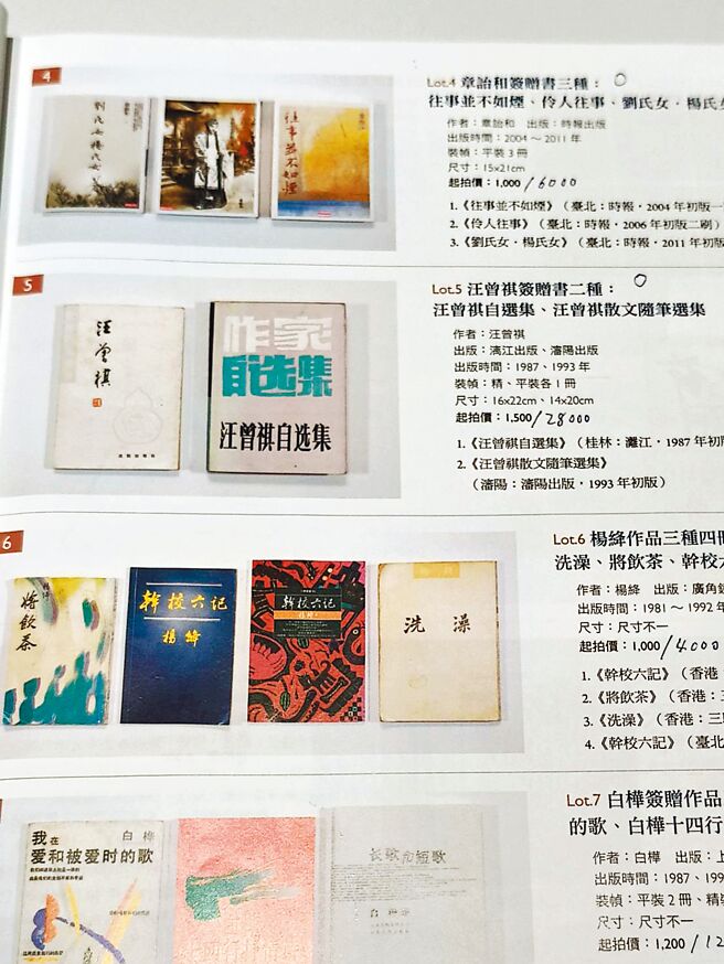 季季專場展出汪曾祺、白樺、楊絳、章詒和贈書。（季季提供）