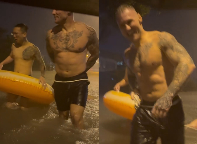 刺青猛男团听到阿公求救，伸出援手。（翻摄网友@0423mark_）