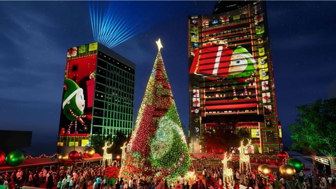 中環八幢地標首度聯手打造沉浸式「光影匯·中環」，配合跨年煙花匯演，為旅客呈獻最閃耀的冬日盛景。(港旅局提供)