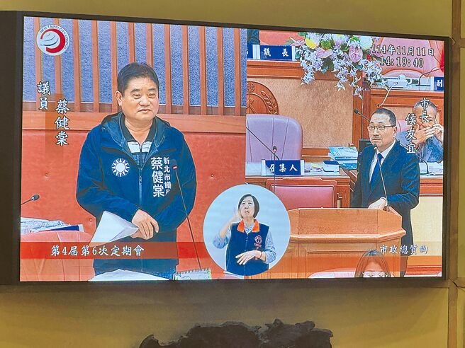 新北市议员蔡健棠（左）认为，国家电影及视听文化中心二期工程进度缓慢，呼吁新北市府应该拿回来自己做。（柯毓庭摄）