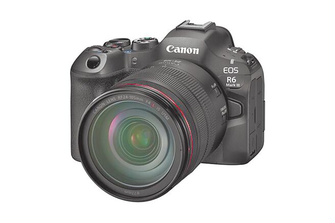 Canon EOS R6 Mark III（RF24-105mm f／4L IS USM）超高速7K Open Gate混合型全片幅EOS R無反相機。（Canon提供）